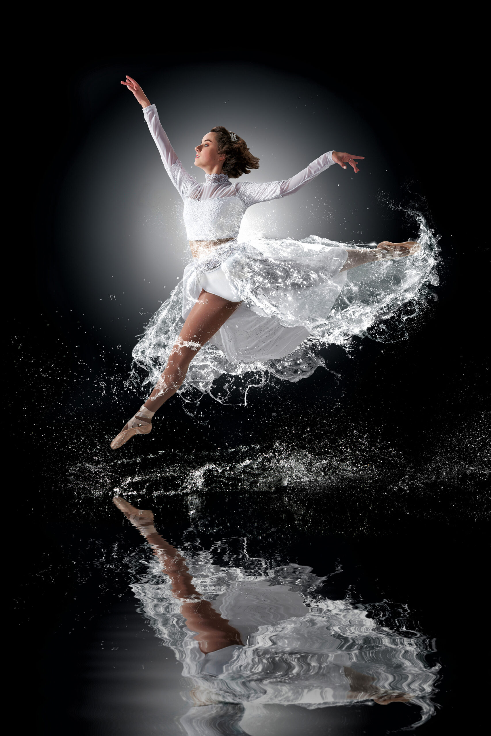 Senior picture of ballet dancer in water